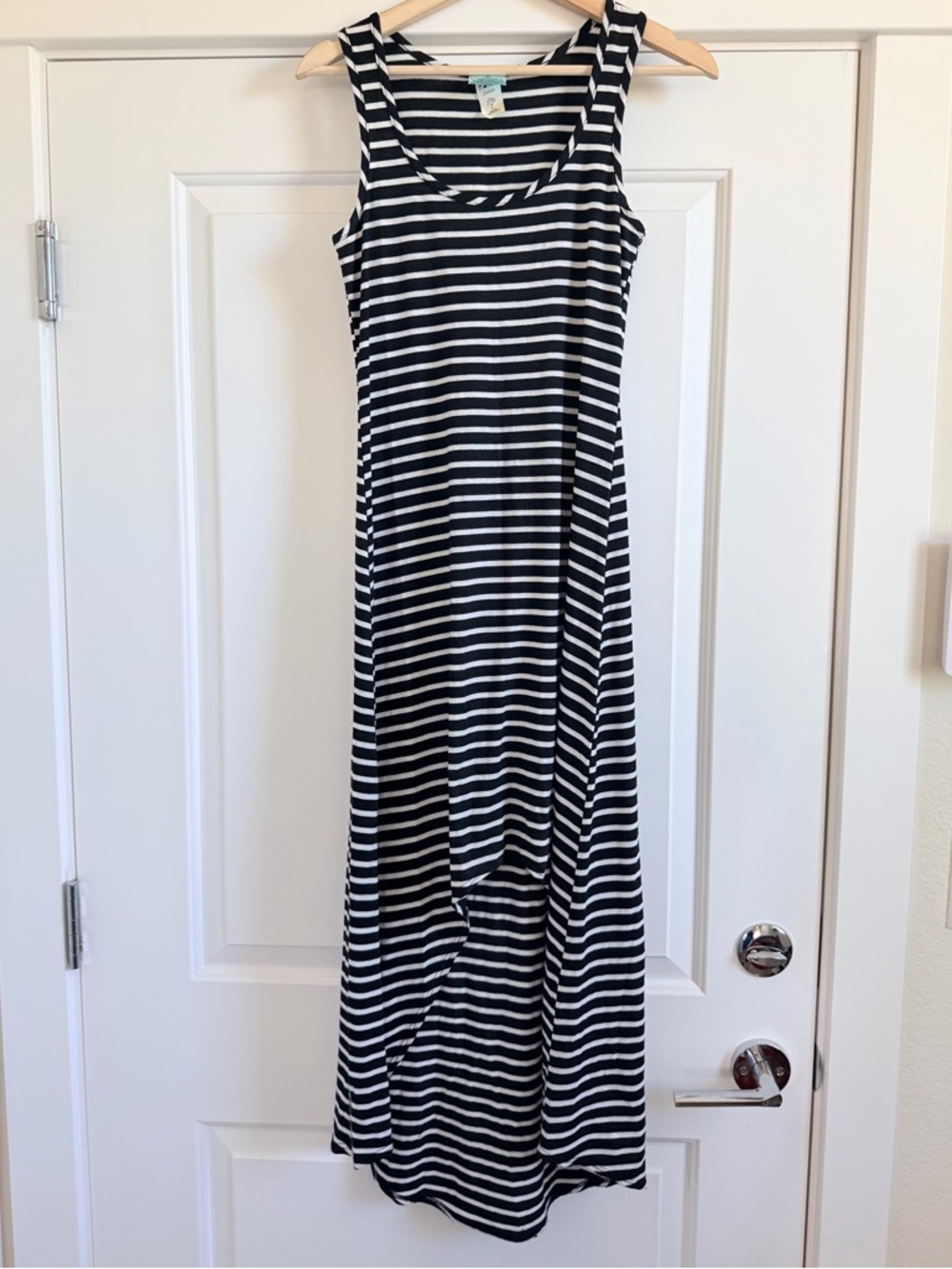 enough about me... Black and White Striped Tank Hi-Low Dress
